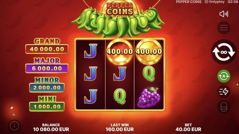 Pepper Coins - koin bonus dalam putaran Hold and Win