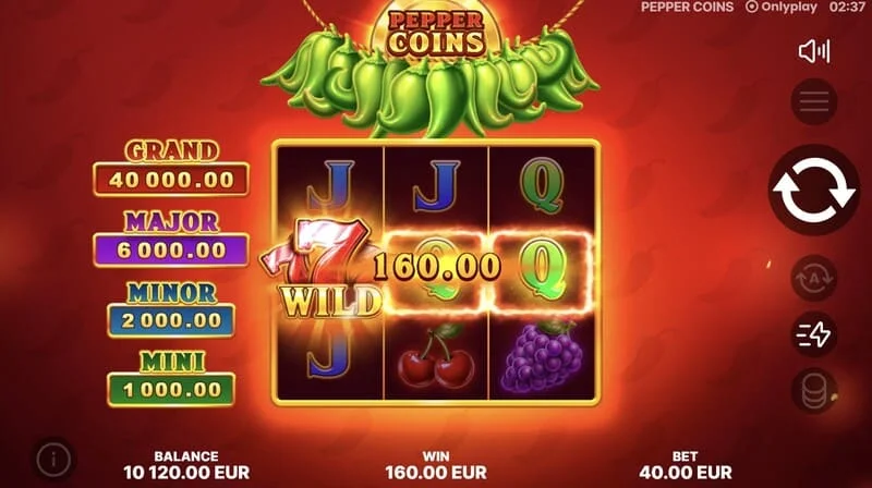 Pepper Coins - kombinasi Wild dan kemenangan